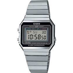 Casio Vintage Ψηφιακό Ανδρικό Ρολόι Χρονογράφος με Ασημί Μεταλλικό Μπρασελέ A700WE-1AEF