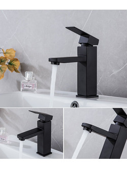 Landsh POLY-613 Αναμεικτική Μπαταρία Νιπτήρα Ψηλή Inox Μαύρη