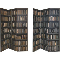 Παραβάν 2 Όψεων Βιβλιοθήκη 810-00082 120x2,5x180cm Black-Brown Estheti Home Ξύλο, Καμβάς