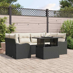 vidaXL Σετ Κήπου Rattan 7τμχ Μαύρο Λευκό 3357130