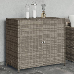 vidaXL Ντουλάπι Αποθήκευσης Κήπου 83x45x76 εκ. Συνθετικό Ρατάν - γκρι
