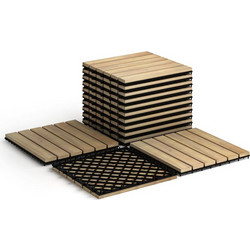 Costway HW65267 Σετ Πλακάκια από Ξύλο Ακακίας 30x30cm 10τμχ