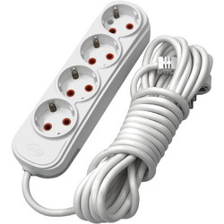 ΠΟΛΥΜΠΡΙΖΟ 4 ΘΕΣΕΩΝ 5M H05VV-F 3G1.5MM2,ΛΕΥΚΟ - 340375WH