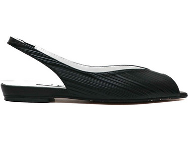 Ras Peep Toe Flat Slingbacks Leather Black