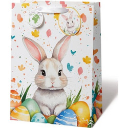 Τσάντα Δώρου Easter 33x26x14cm Λαγός Και Πεταλούδες