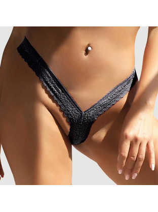 Plus Size Brazil Κιλοτάκι Με Δαντέλα Flower Lace Sexy Panty - Μαύρο