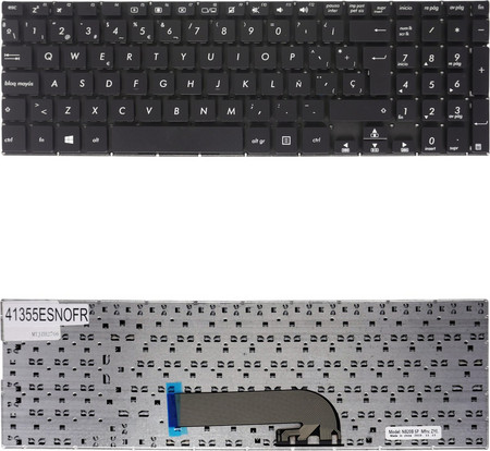 Teclado Espanol para Portatil - Spanish Laptop Keyboard για Asus Transformer Book Flip TP500 TP500L TP500LA TP500LB 0KNB0-612LUS00 90NB05R1-R31ND0 0KNB0-610JUS00 ES No Frame Black (Κωδ.41355ESNOFR )