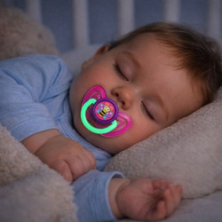 Πιπίλα Σιλικόνης Glow in The Dark Φούξια Μέλισσα με Θήκη 6-36 Μηνών - Honey Baby