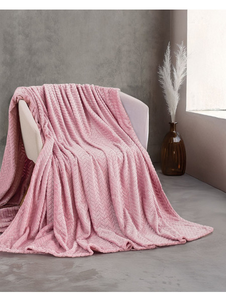 Κουβέρτα 220x240 Υπέρδιπλη 260gsm Flannel Fleece Rythmos Harmonie- Ροζ