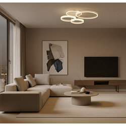 kelvo(R) VENOM KLV-101-0185 Φωτιστικό Οροφής LED 100W 10000lm 360 AC 220-240V IP20 Ρυθμιζόμενο Λευκό CCT με Χειριστήριο από 2700K έως 6000K Dimmable - Lumileds SMD Chip - Λευκό Ματ - Μ70 x Π40 x Υ16cm