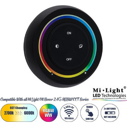 GloboStar 71434 S2-B Mi-Light Ασύρματο Χειριστήριο Αφής RF 2.4Ghz για όλα τα RGBW+WW Mi-BOXER Controller DC 3V 2 x AAA - IP20 Μαύρο Φ7 x Υ2.5cm - 5 Years Warranty