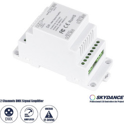 GloboStar 73137 DA SKYDANCE DC DMX512 Signal Amplifier Din Rail Ράγας 2 Καναλιών DC 12-48V - IP20 Μ11.5 x Π5 x Υ6.5cm