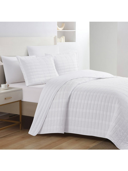 Sabina (Off white) Bedspread Polywaffle with lace 250x240 Mαξ/θήκες 50x70/2τεμ Liolios Home