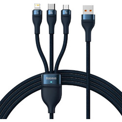 Καλώδιο 3 Σε 1 USB-A Σε USB-C Micro USB Και Lightning 66W 1.2m Μπλε Baseus CASS040003
