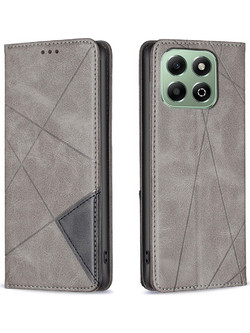 Tel1 Honor X6b Rhombus Texture Magnetic Θήκη Βιβλίο - Grey