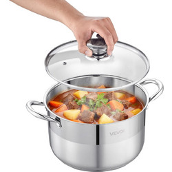VEVOR Ανοξείδωτη Κατσαρόλα 7,6 L με Γυάλινο Καπάκι, Συμβατή με Επαγωγικές, Αερίου και Ηλεκτρικές Εστίες JTTG8QTBXGLS0BJU5001V0