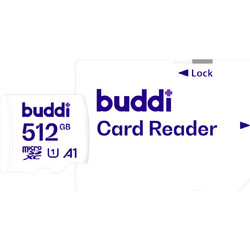 Buddi Κάρτα Μνήμης MicroSD 512GB Class U1A1 με Αντάπτορα SDXC - White - 5 Έτη Εγγύηση (8719246387388)