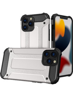 Hybrid Armor Θήκη Σιλικόνης Και Πλαστικό Back Case Για iPhone 13 Pro Max - Ασήμι OEM