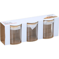 Βάζα αποθήκευσης γυάλινα κυλινδρικά σετ 3pcs/9,5x27cm