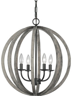 Feiss Allier Κρεμαστό Φωτιστικό Οροφής Weathered Oak Wood / Antique Forged Iron FE-ALLIER-4P-WW