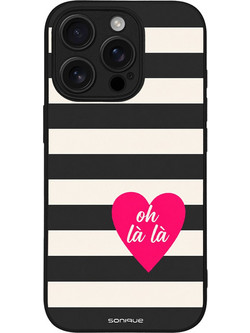 Sonique Stripe Stories Series Θήκη με Σχέδιο «Oh La La» Μαύρο (iPhone 16 Pro)