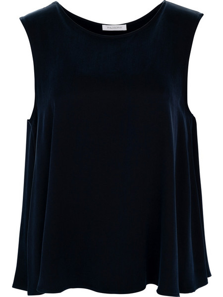 Philosophy blue black cupro viscose αμάνικο τοπ