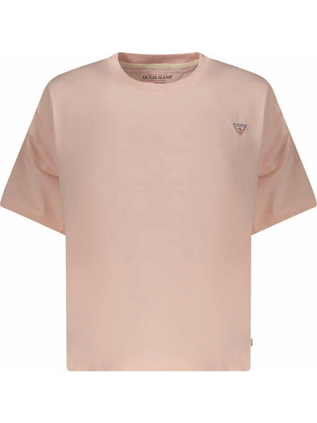 GUESS JEANS WOMEN'S SHORT SLEEVE T-SHIRT PINK Ροζ