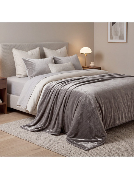 Κουβέρτα Υπέρδιπλη Velora Art 12550 100% Polyester Super Soft 550gsm 220x240εκ Γκρι