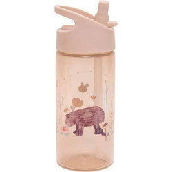 Petit Monkey Bear Linen Stars Παιδικό Μπουκάλι Πλαστικό BPA Free με Καλαμάκι Ροζ 380ml