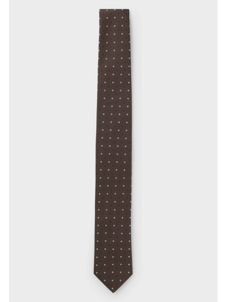 Boss Γραβάτα καφέ 6cm μεταξωτή