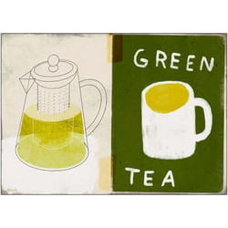 Poster Green Tea 50 x 70 με κορνίζα Oak Nature/High-quality 265g art paper