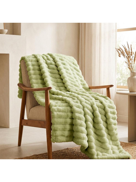 Κουβέρτα faux fur πράσινη 150x200εκ