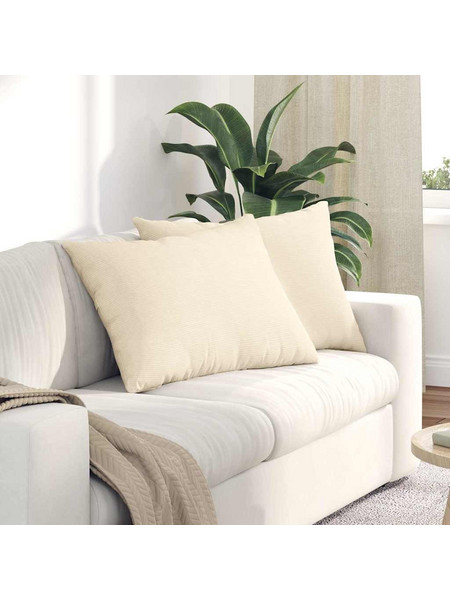 vidaXL Μαξιλάρι Καναπέ 2 pcs Κρεμ 70x50cm Υφασμάτινο Κορντουρά