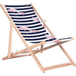 GreenBlue GB183 Classic Beech Deck Chair with Flaming Print
