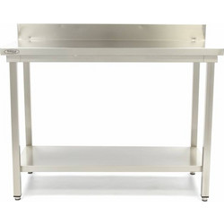 Stainless Steel Table - 120 x 70cm - Adjustable Height - with Backsplash