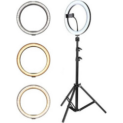 Φωτιστικό δαχτυλιδιού 26 cm (10") LED, USB, ρυθμιζόμενη ένταση, θήκη τηλεφώνου, τρίποδο περιλαμβάνεται