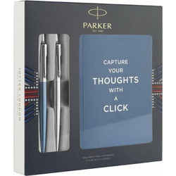 Parker Σετ Γραφείου με Σημειωματάριο και Στυλό Jotter Duo Stainless Steel CT & Waterloo Blue CT