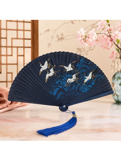 Βεντάλια Bamboo Μπλε Swan 18εκ