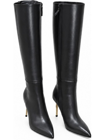 Black boots with high, slender heels