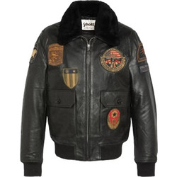 Schott Vintage Badg? Ανδρικό Μπουφάν Δερμάτινο Μαύρο LCAVIATORBD-BLACK