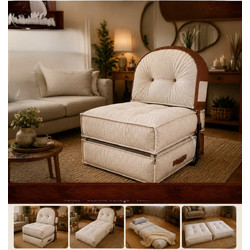 Stewe Home Πολυθρόνα 75x75x75cm Εκρού STE-026622-V116080