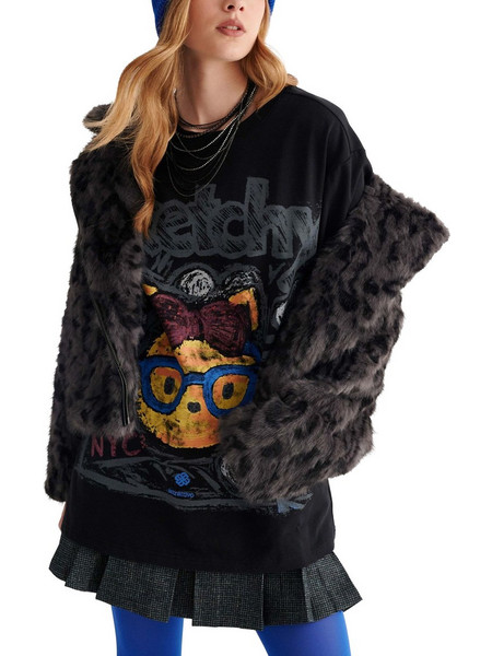Μπλούζα Κοντομάνικη Attrattivo Oversized Με Τύπωμα 9923927-BLACK Γυναικείο
