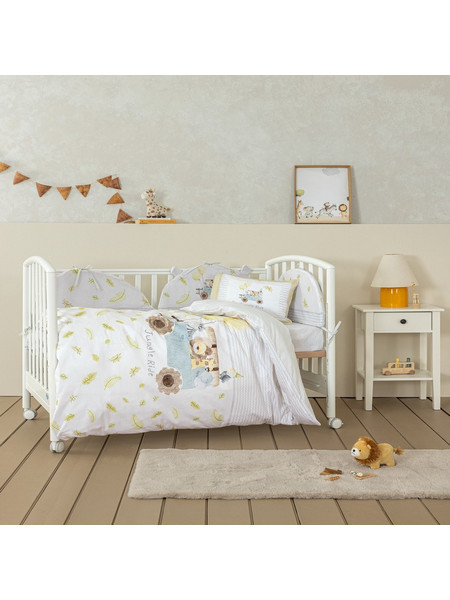 Παπλωματοθήκη Βρεφική Jungle Ride (Σετ 2τμχ) White-Beige Nima 110x145cm 100% Βαμβάκι