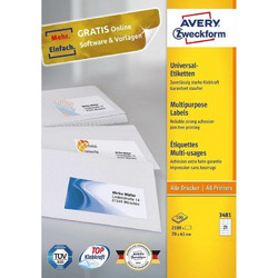 Αυτοκόλλητες Ετικέτες Avery 70 x 41mm White, A4 (3481)