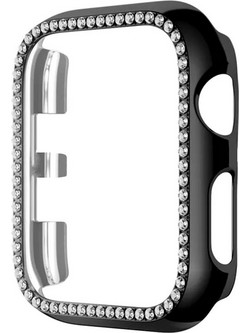 Θήκη Προστασία Luxury Diamond PC + Tempered Glass Sonique για Apple Watch 1/2/3 38 mm Μαύρο