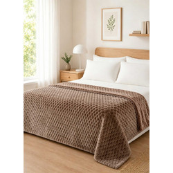 Κουβέρτα Fleece NESTIQ TAUPE MADI υπέρδιπλη: 220 x 240 εκ
