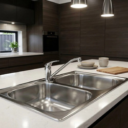 Sanitec 11424 Cometa Επικαθήμενος Νεροχύτης Inox Σατινέ 86x50cm