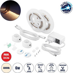 Ταινία LED με Αισθητήρα Κίνησης 2x1.2m 4000K IP65 GLOBOSTAR NIGHTSTEP Άσπρο