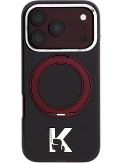 Karl Lagerfeld IML Ring Stand 360 Kameo Metal MagSafe Θήκη iPhone 18 Pro / 17 Pro Burgundy