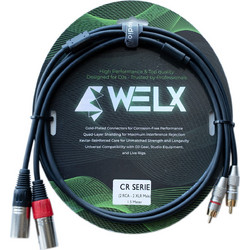 WELX Premium 2 X MALE XLR to 2 X MALE RCA Cable - 1.5m (CR) (Black)
